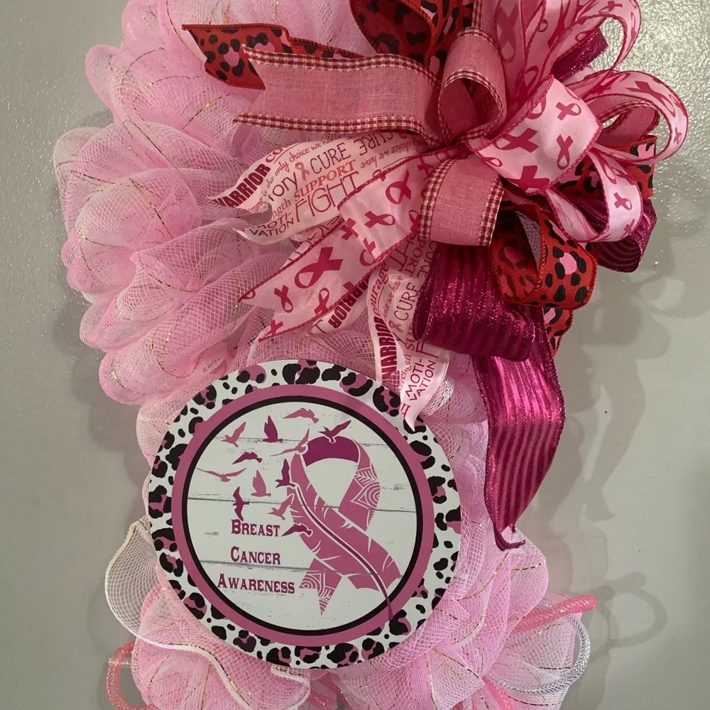 Hand Crafted Pink and White Holiday Wreath